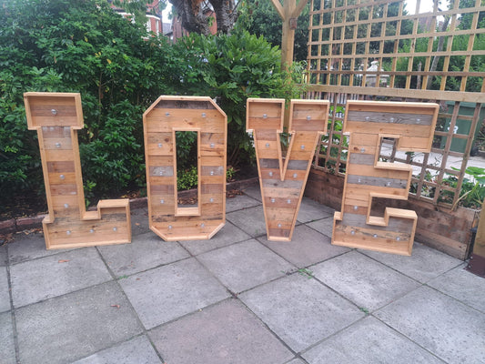 For Hire - Rustic Wooden Light Up LOVE Letters - £75 (£50 deposit)