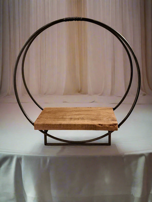 For hire - Industrial Single Tier Hoop Cake Stand for Wedding Cakes